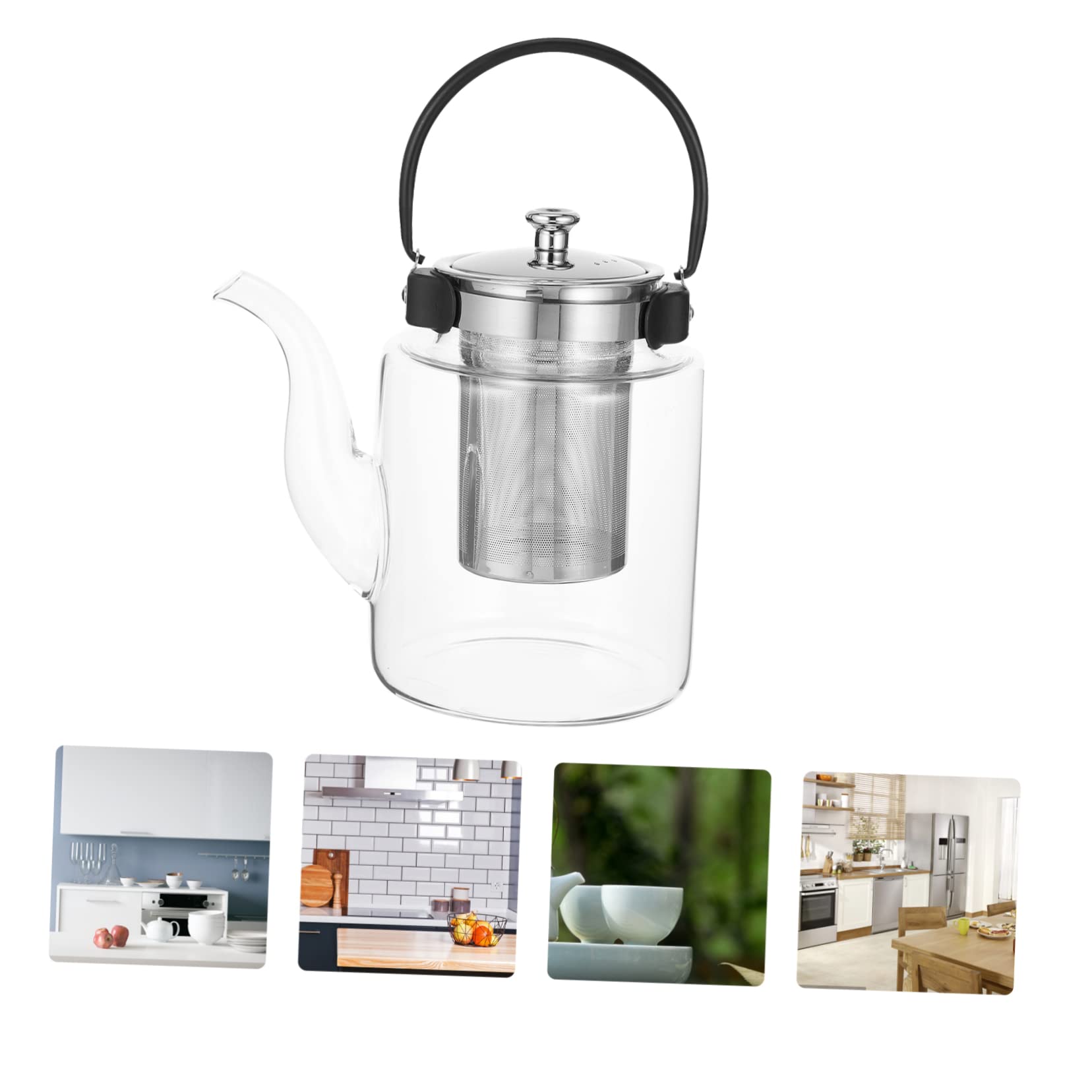 BESTYASH 1pezzi Tetera Vidrio Tetera Filtrante Hecha De Material Pregiato Grande Mango Aislado Vidrio Resistente al Calor Adecuada Para Casa Oficina Tiendas