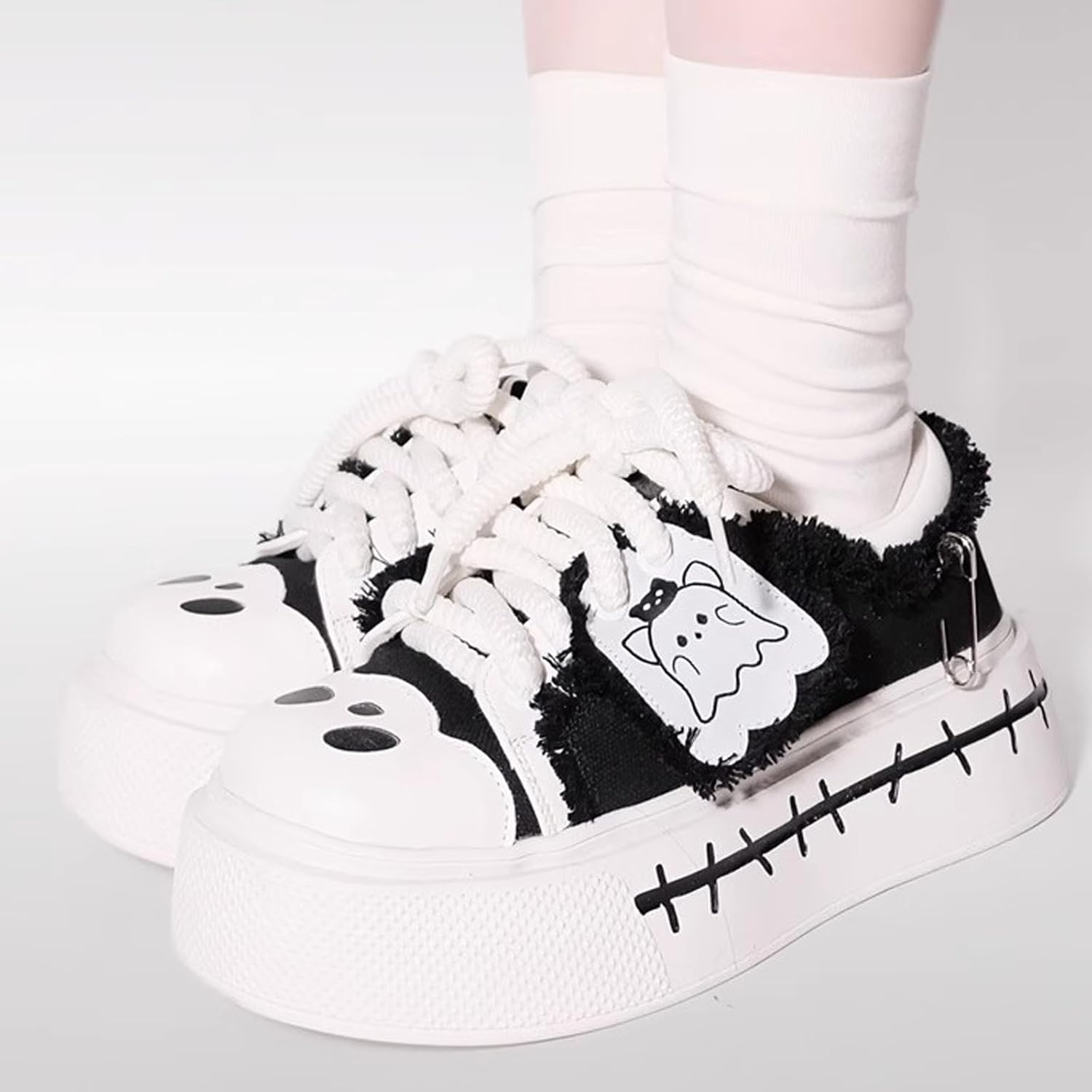 Y2K Goth Platform Canvas Sneakers - Retro Chunky Sole Women's Shoes, Punk Style Comfortable Walking Shoes, Vintage Y2K Aesthetic Sports Shoes - Image 7