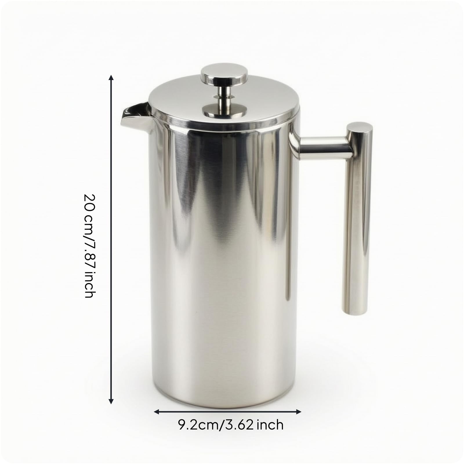 Qianly Caffettiera a Stantuffo in Acciaio Inox Antiruggine Caffettiera a Stantuffo Resistente Al Calore Filtro da Pressa Francese per Appassionati di Tè, 800ml