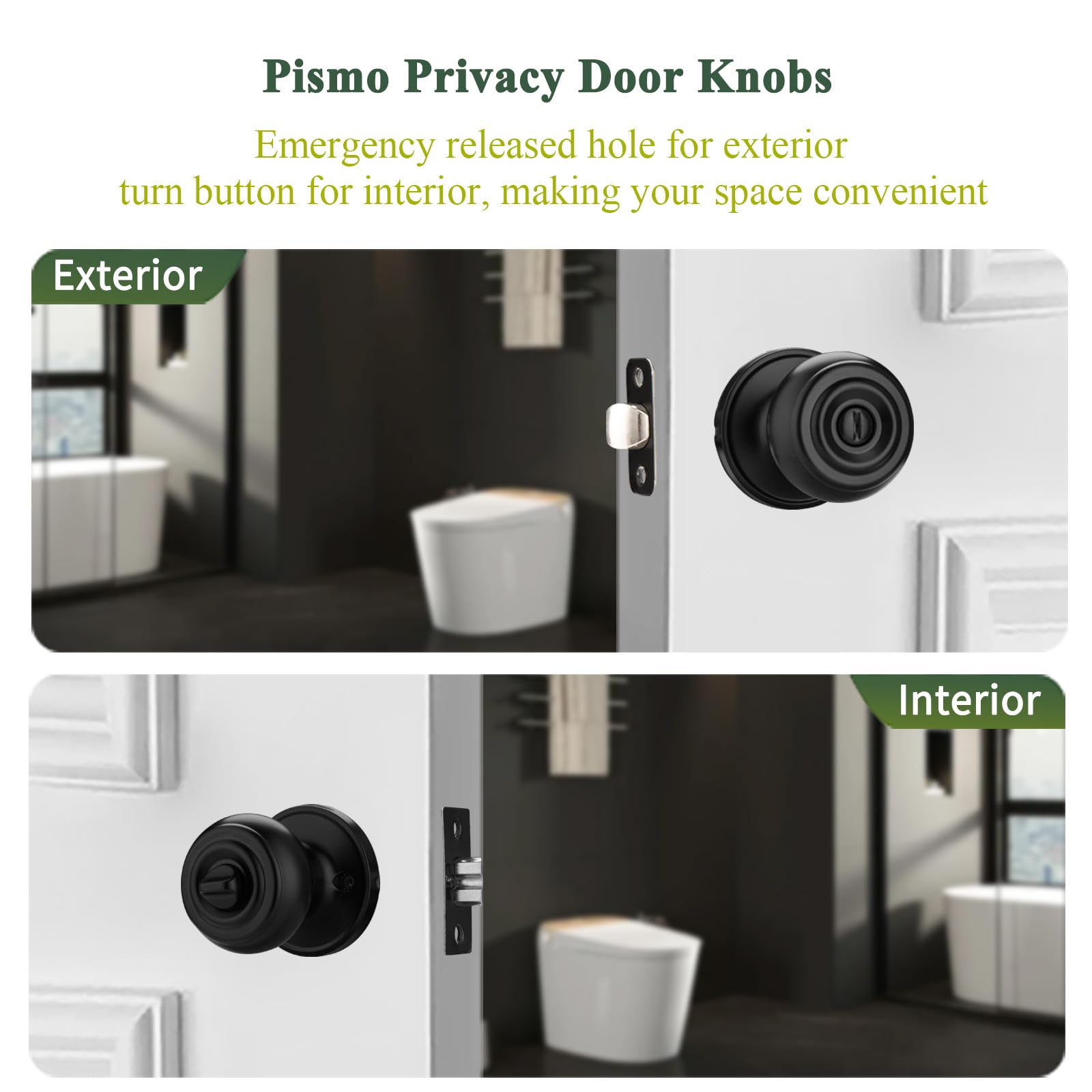 Black Door Knobs with Lock - 6 Pack for Bathrooms & Bedrooms -2 Black Door Knobs with Lock - 6 Pack for Bathrooms & Bedrooms -2