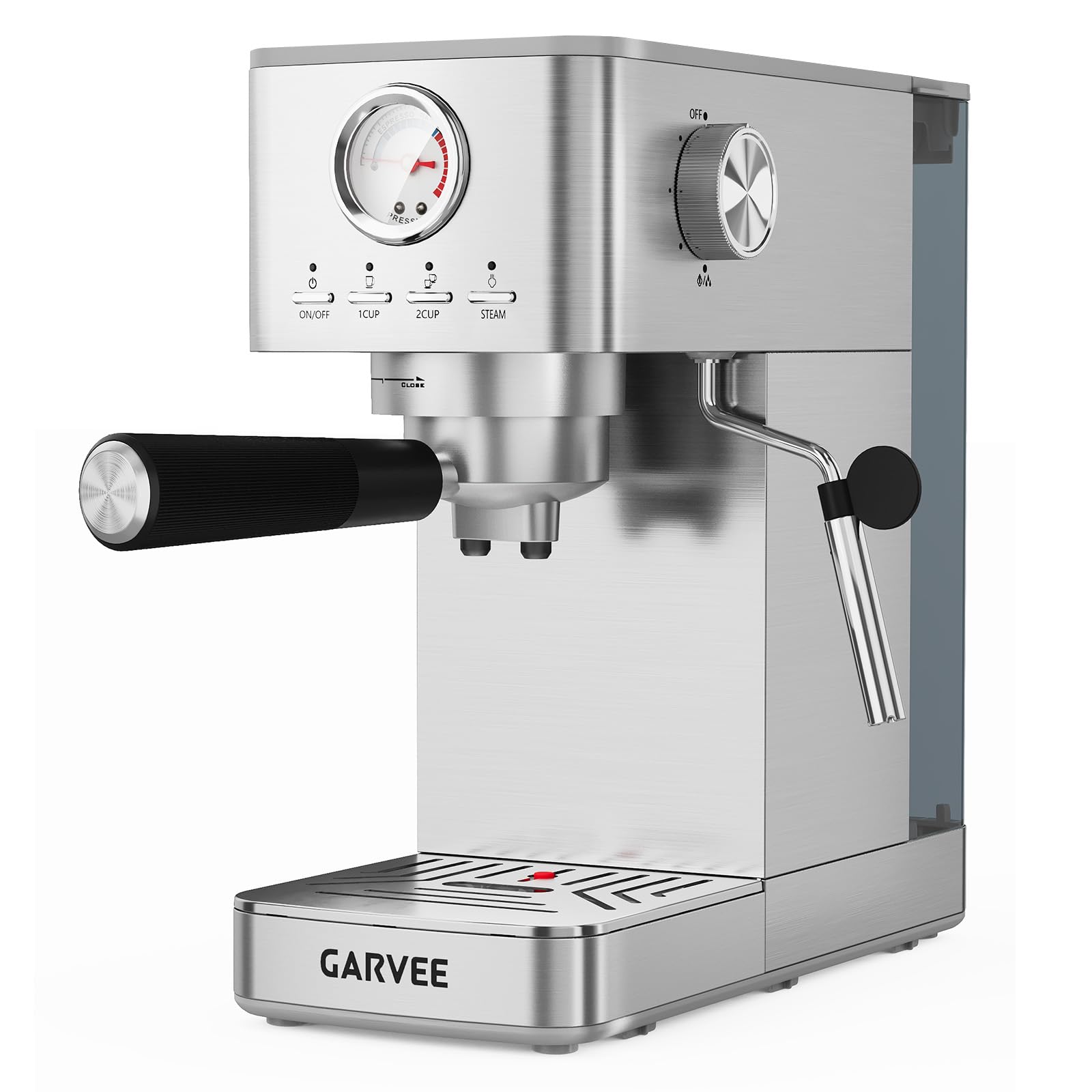 Macchina da caffè espresso 20 bar con trituratore, macchina da caffè espresso semi-automatica in acciaio inox con montalatte, temperatura e volume di tazza regolabili,1,4 l serbatoio rimovibile per