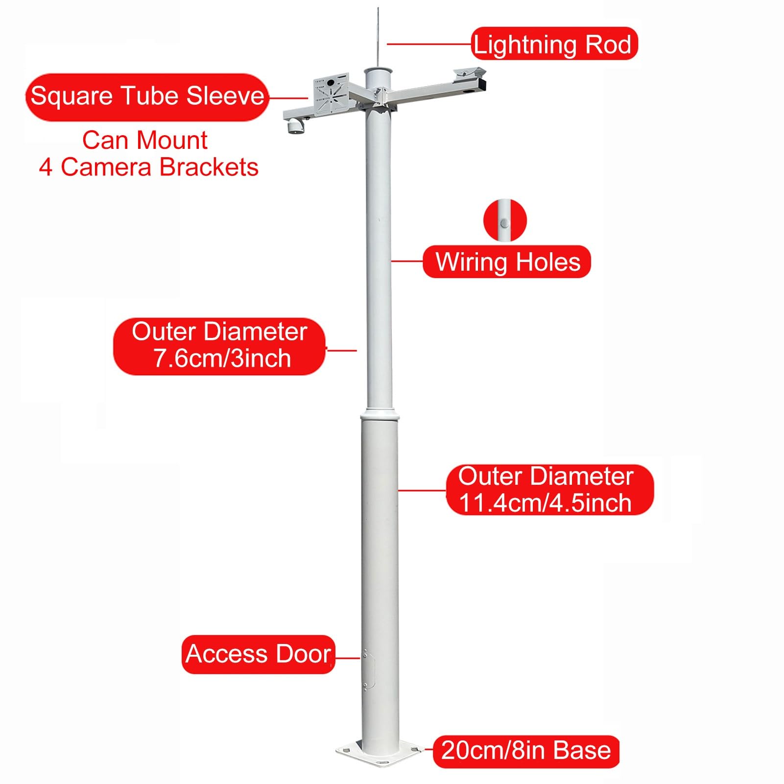 Überwachungskamera Aussen Mast, Kamera Halterung, Security Camera Halter, Halterung für CCTV-Kamerasysteme im Außenbereich(300cm/118in)