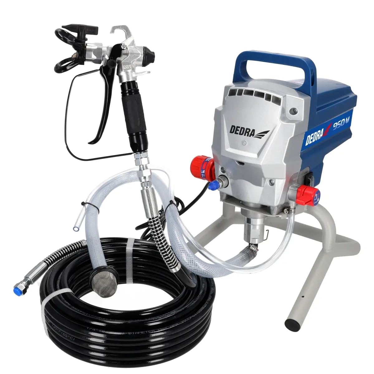 Dedra - Pulverizador hidrodinámico (950 W, alargador, 2 l/min, Manguera de 15 m, Pistola pulverizadora con Boquilla 517, Dedra con Pistola rociadora y Boquilla, 227 Bares