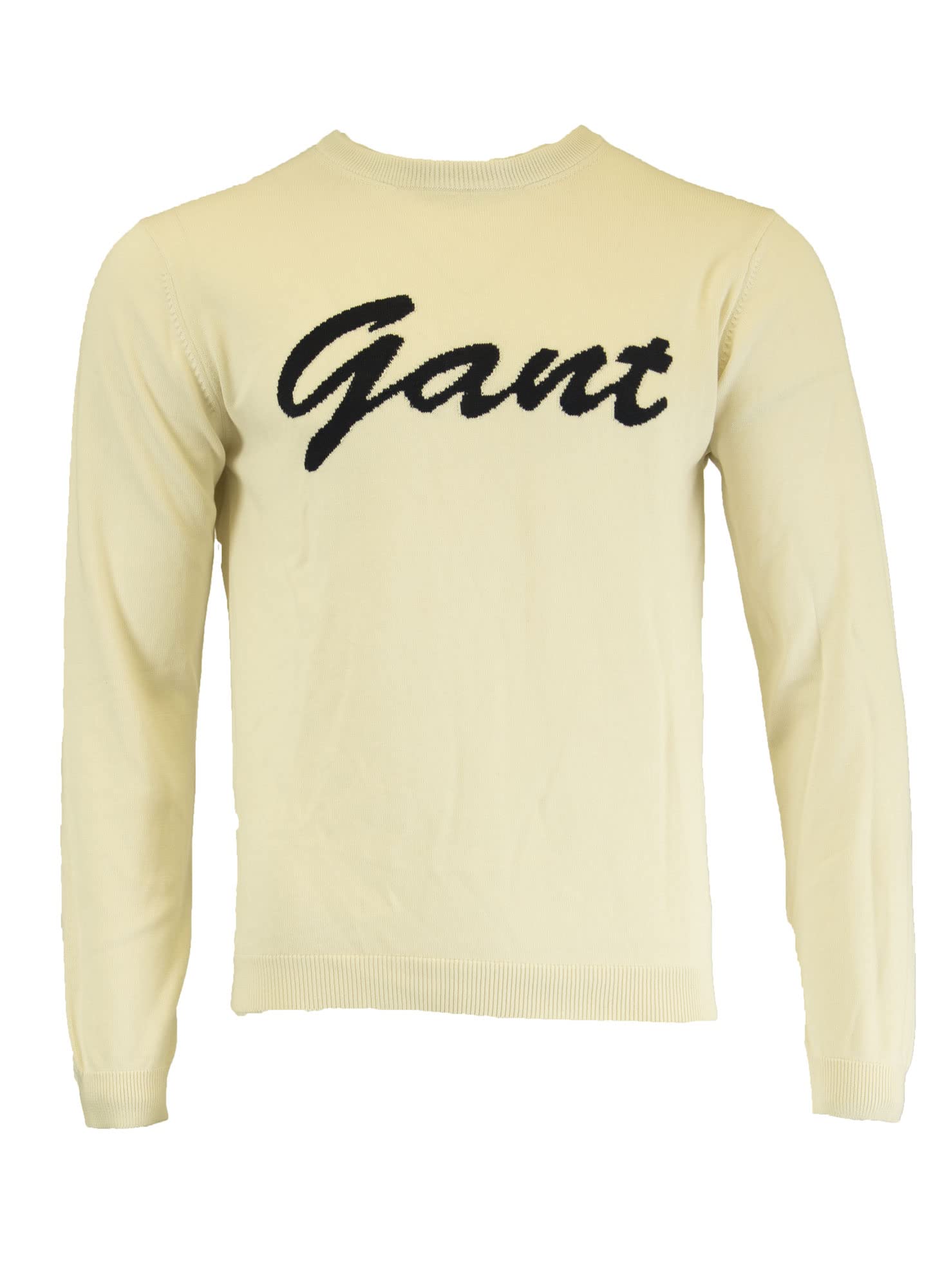 GANT Men's L. Cotton Crew, Medium, Ivory