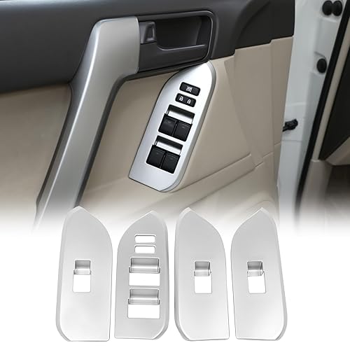 Ajuste para Toyota Land Cruiser Prado FJ150 150 2014-2018 ABS cubierta del marco del interruptor de ventana de elevación, interruptor de elevación