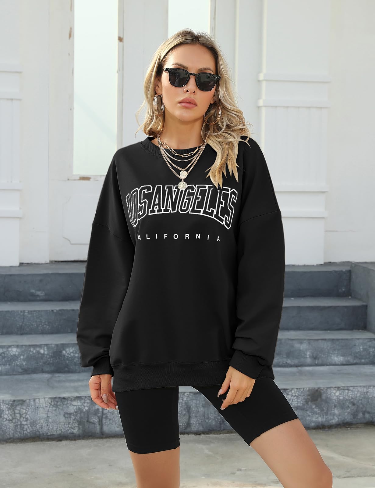 Voqeen Felpa Donna Lunga Invernale Classica Oversize Hoodie Casual Los Angeles Tuta Donna Sport Fitness Outdoor