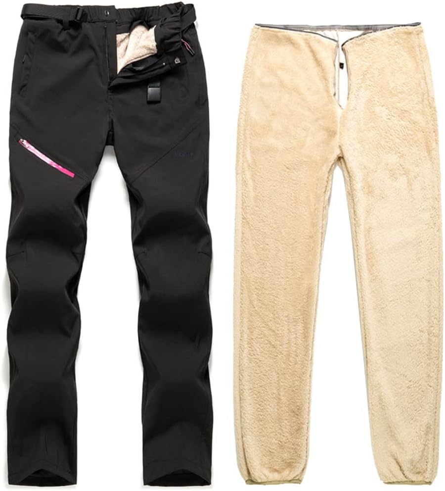 Women Hiking Fishing Camping Climb Pants Men Fleece Softshell Trousers Thick Pants