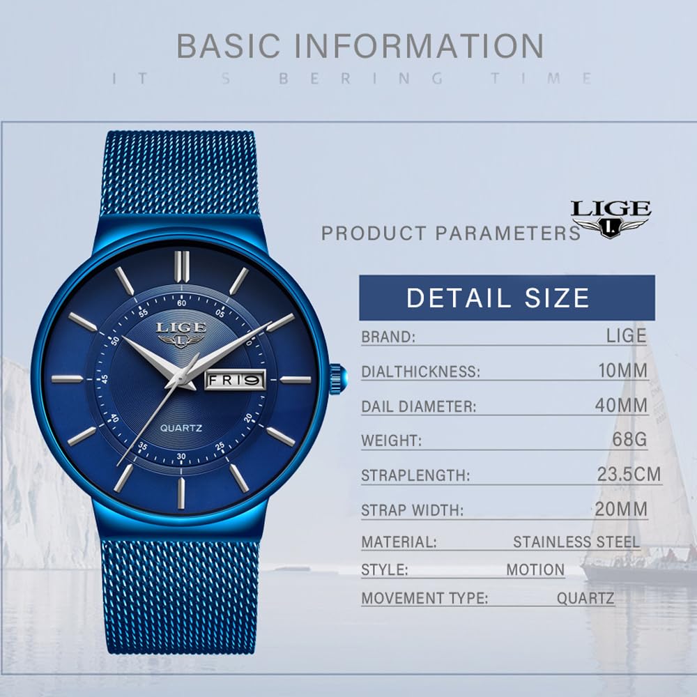Reloj de pulsera con correa de malla numeral romana para hombre