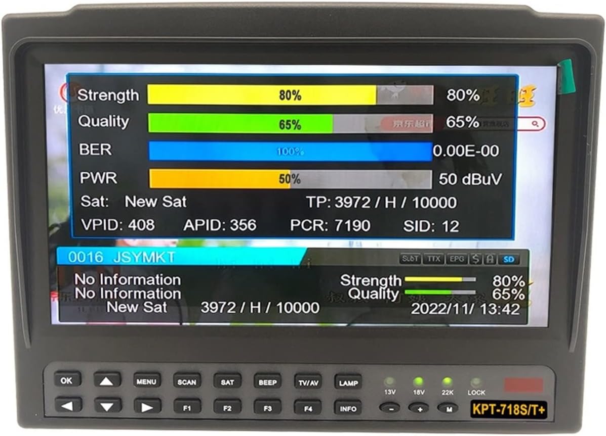 Satellite Signal Meter, KPT-718ST DVB-S2 DVB-T2 DVB-C Satellite Finder Meter HD Satellite TV Receiver Spectrum Analysis Best Ws-6916 6906 6933(KPT-718ST With AHD)