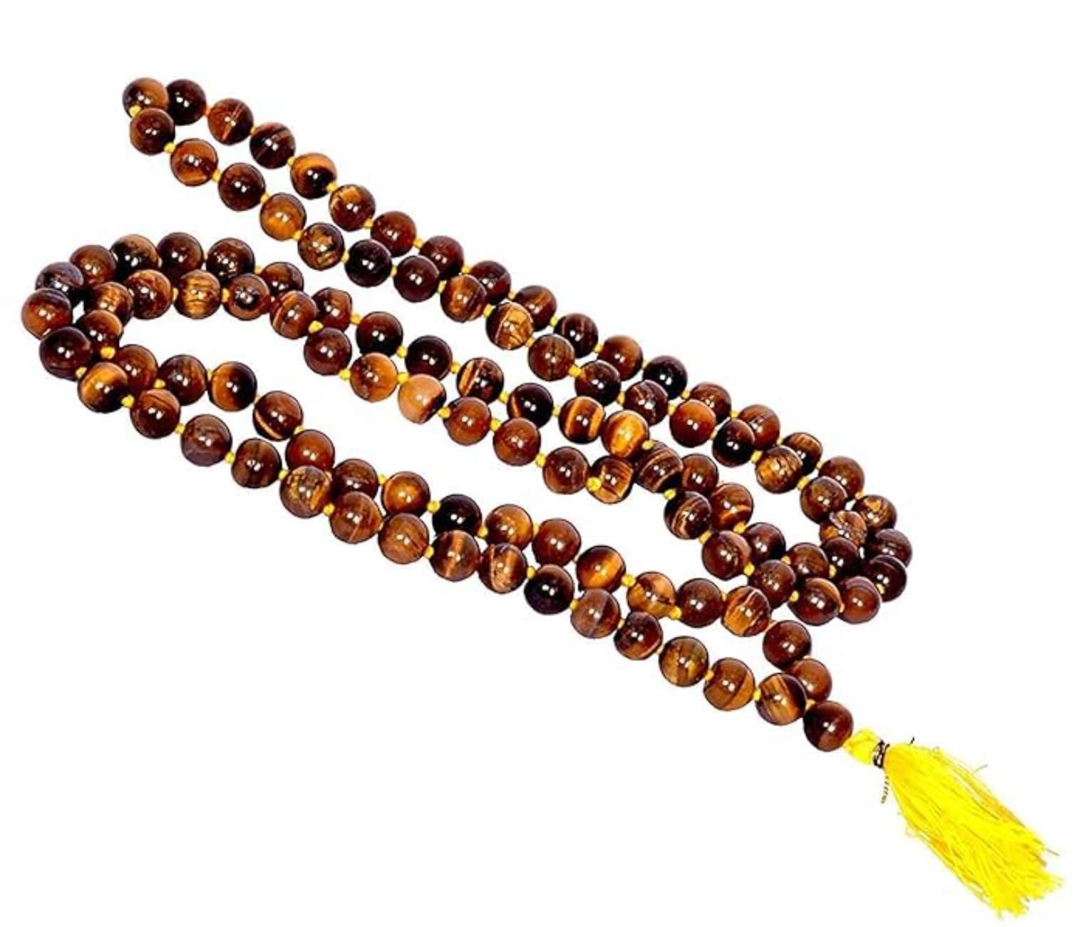 ishaSpirituals Tiger Stone mala Original Certified Tiger Eye Gemstone mala for Men women with Lab Certificate 7 mm Size 108+1 beads-image-33