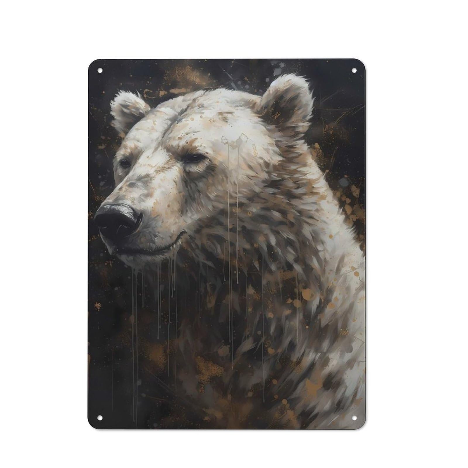 Junmoney Polar Bear Winsome Bistro Style Decorative Metal Plaque 40X30cm, Bistro Wall Plaque For Tea Room, Shop Wall Or Breakfast Area
