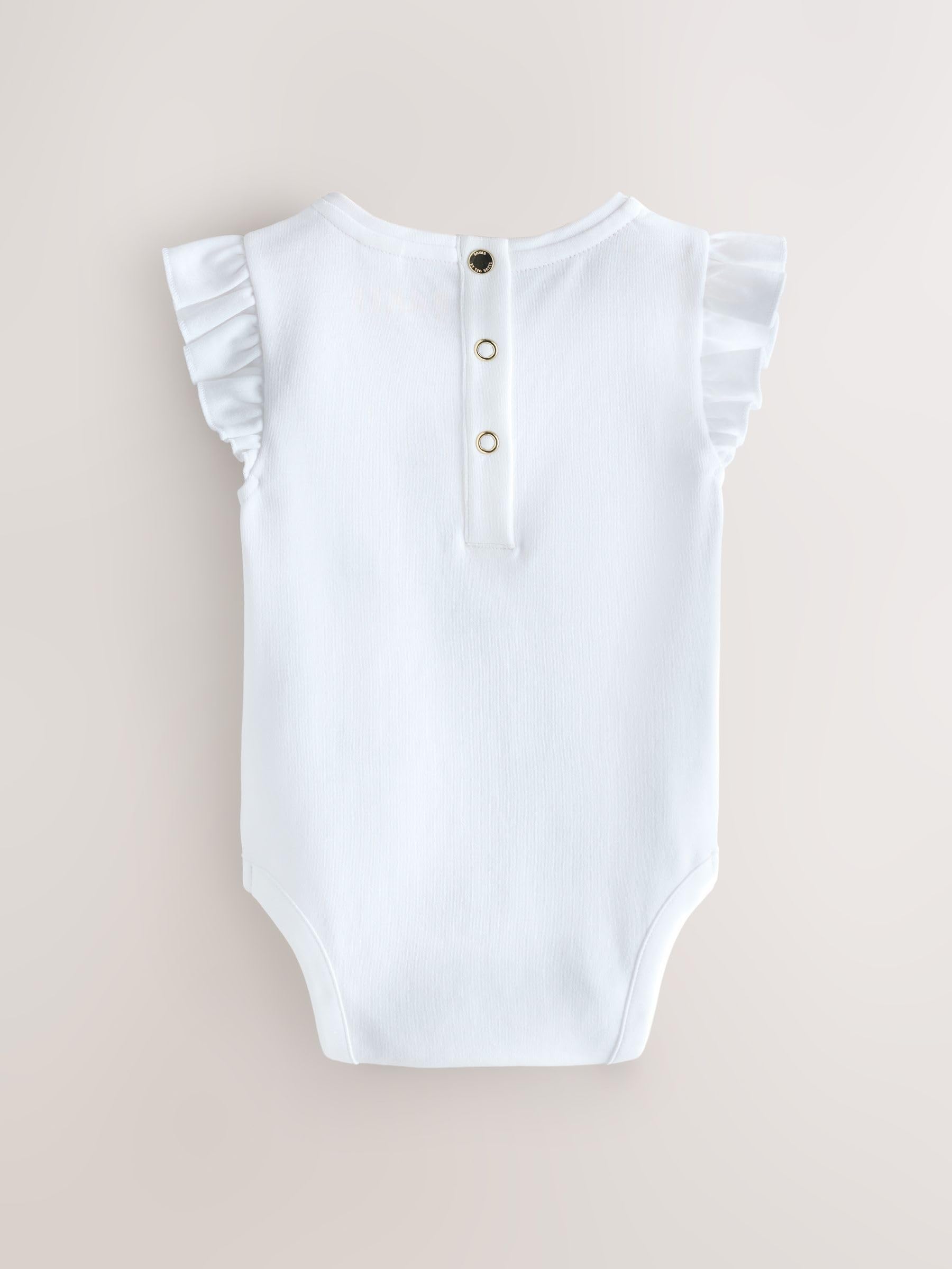 Bambina - Confezione da 2 body con ruches | Bianco / rosa, Neonato, Standard, Button, 100% cotone