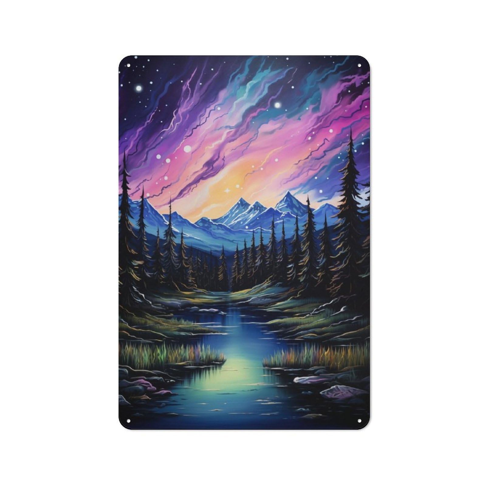 Junmoney Rocky Mountain Aurora Vintage Tin Sign 30X20cm For Garden Room Or Summerhouse, For A Newly Organised Room And Metal Sign Display
