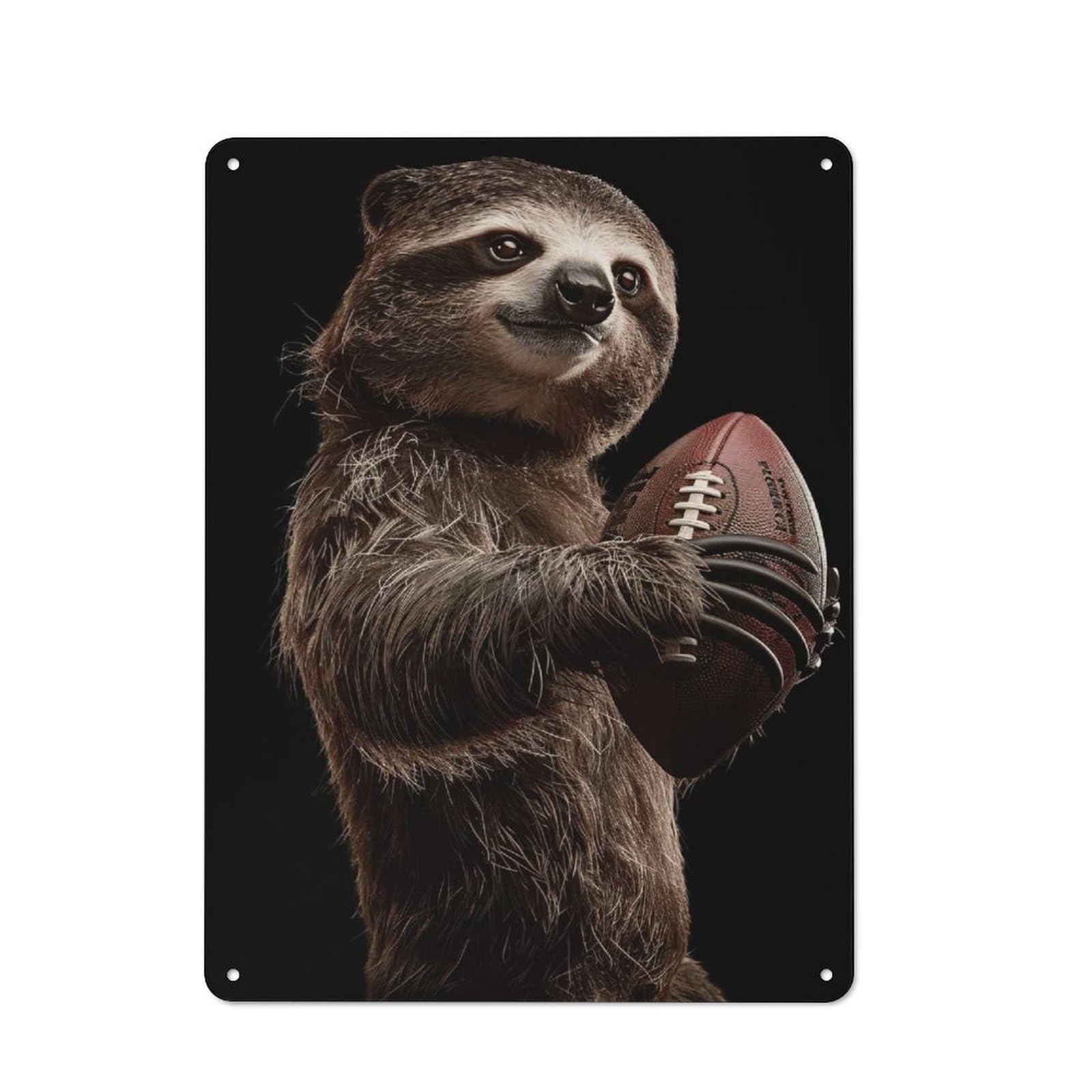 Nostalgic Decorative Tin Sign 40x30cm Featuring Sloth American Football, Old Style Wall Plaque for Kitchen, Hallway, Bar Or Small Cafe
