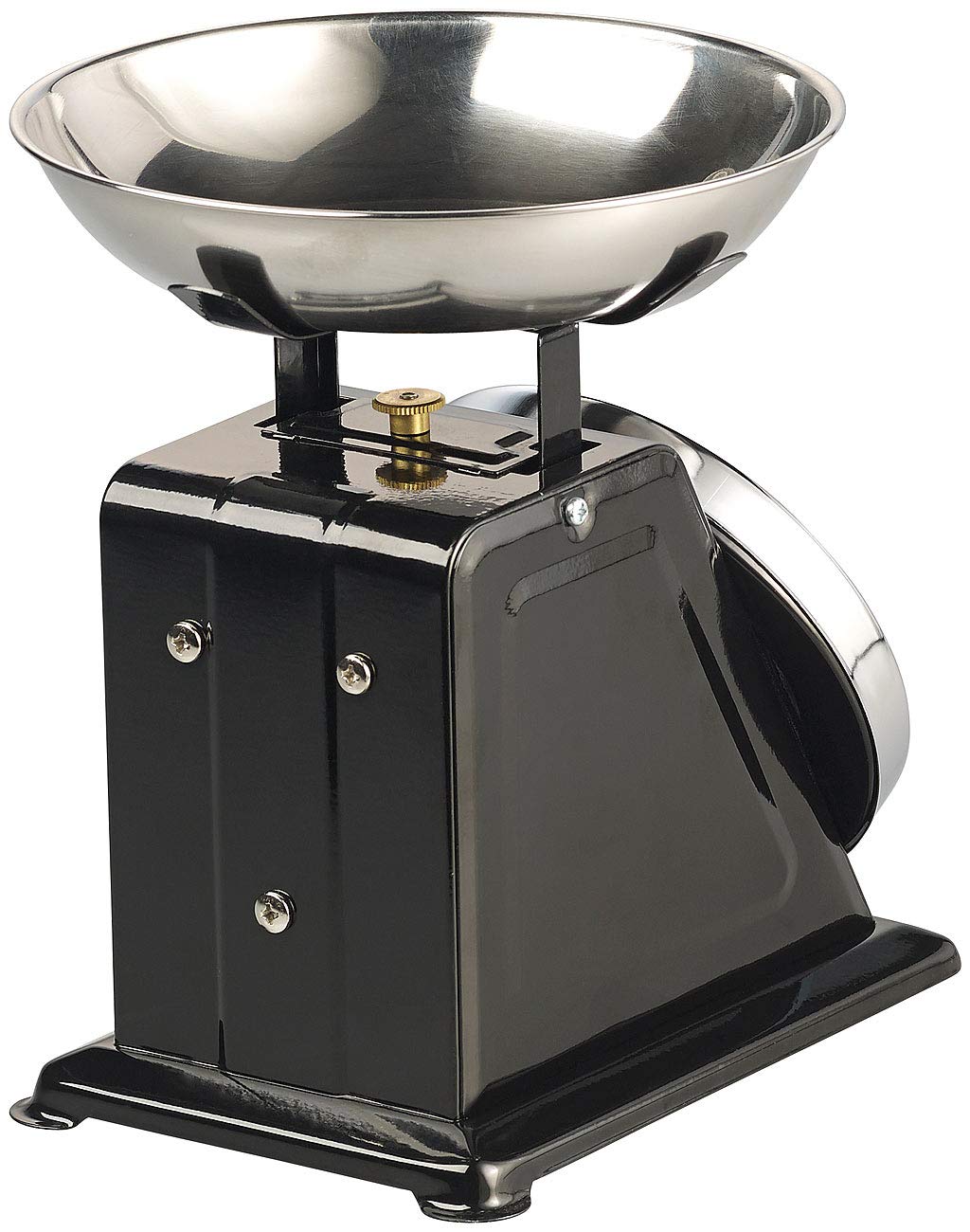 Rosenstein & Söhne Digital Kitchen Scales - bilancia da cucina meccanica: Analogico Bilancia da cucina retrò, fino a 2 kg, Funzione tara, involucro in metallo nero (retrò, vecchio)