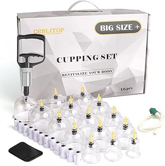 Cupping Therapy Set 16 Cups， Large Size V2.0 for Women Men Vacuum Cup for Body Muscle Back Pain Relief Massage Suck Cellulite Suction Device Cups Cupping Therapy Set