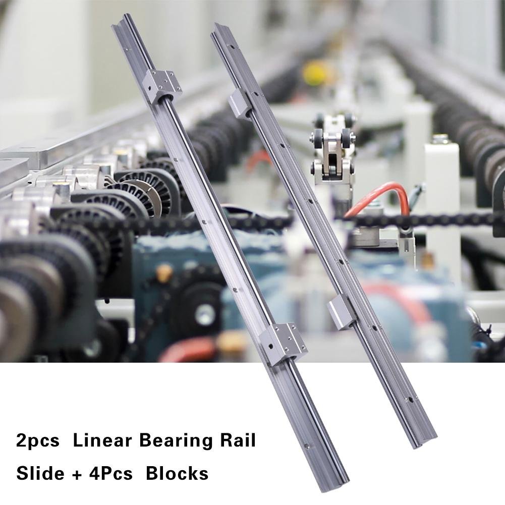 2Pcs SBR12 700mm 12MM Glissières à Roulement Linéaire Rail de roulement linéaire + 4Pcs SBR12UU Blocs Coulissants Glissières