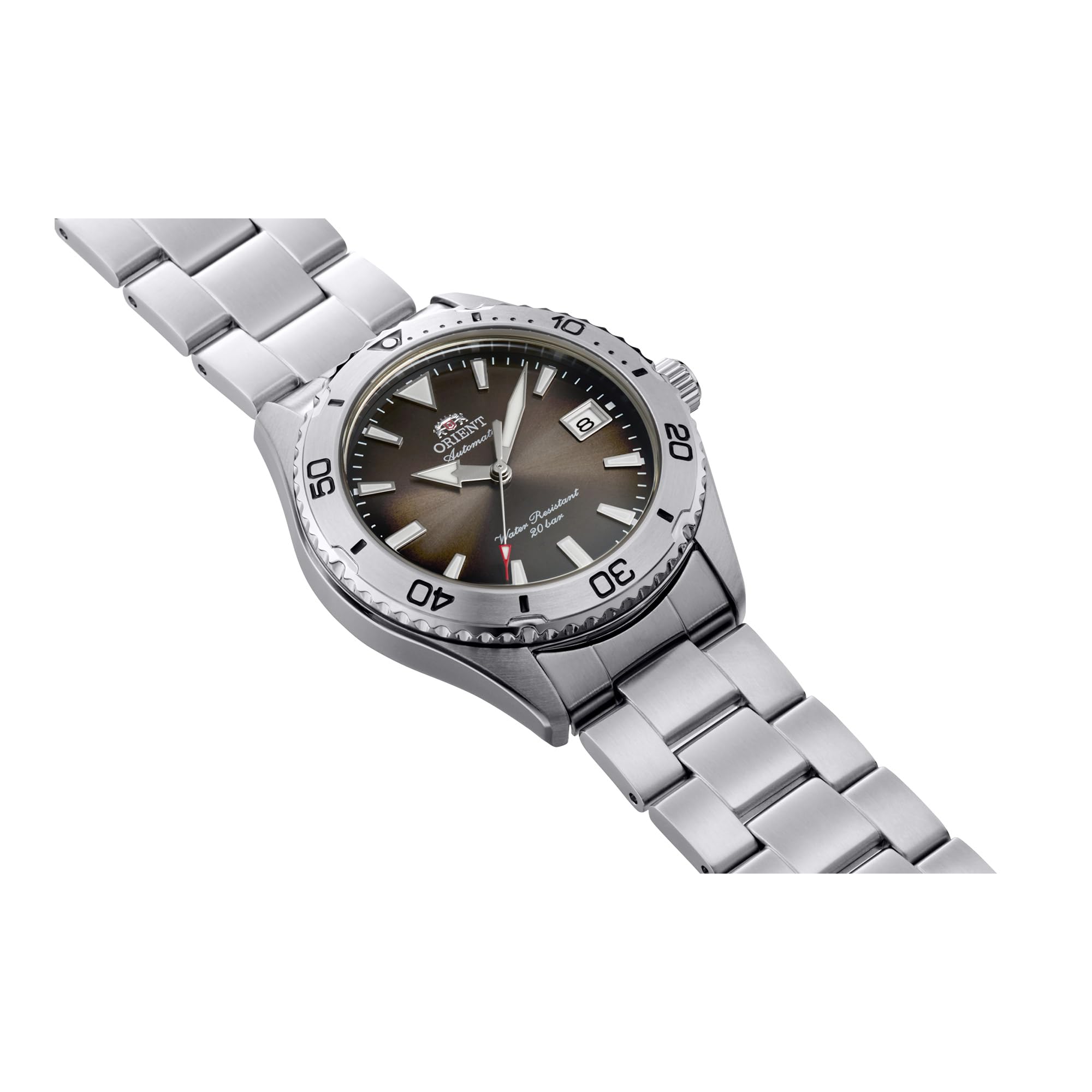 Orient Sports Mako 40 mm męski automatyczny ręczny mechaniczny zegarek sportowy i koperta ze stali nierdzewnej brązowa tarcza - RA-AC0Q15Y
