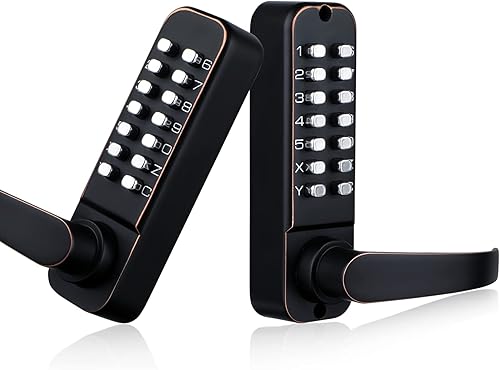 CODACE Cerradura de combinación con teclado, negro, entrada sin llave, juego de cerradura digital para puerta delantera, cerradura de puerta