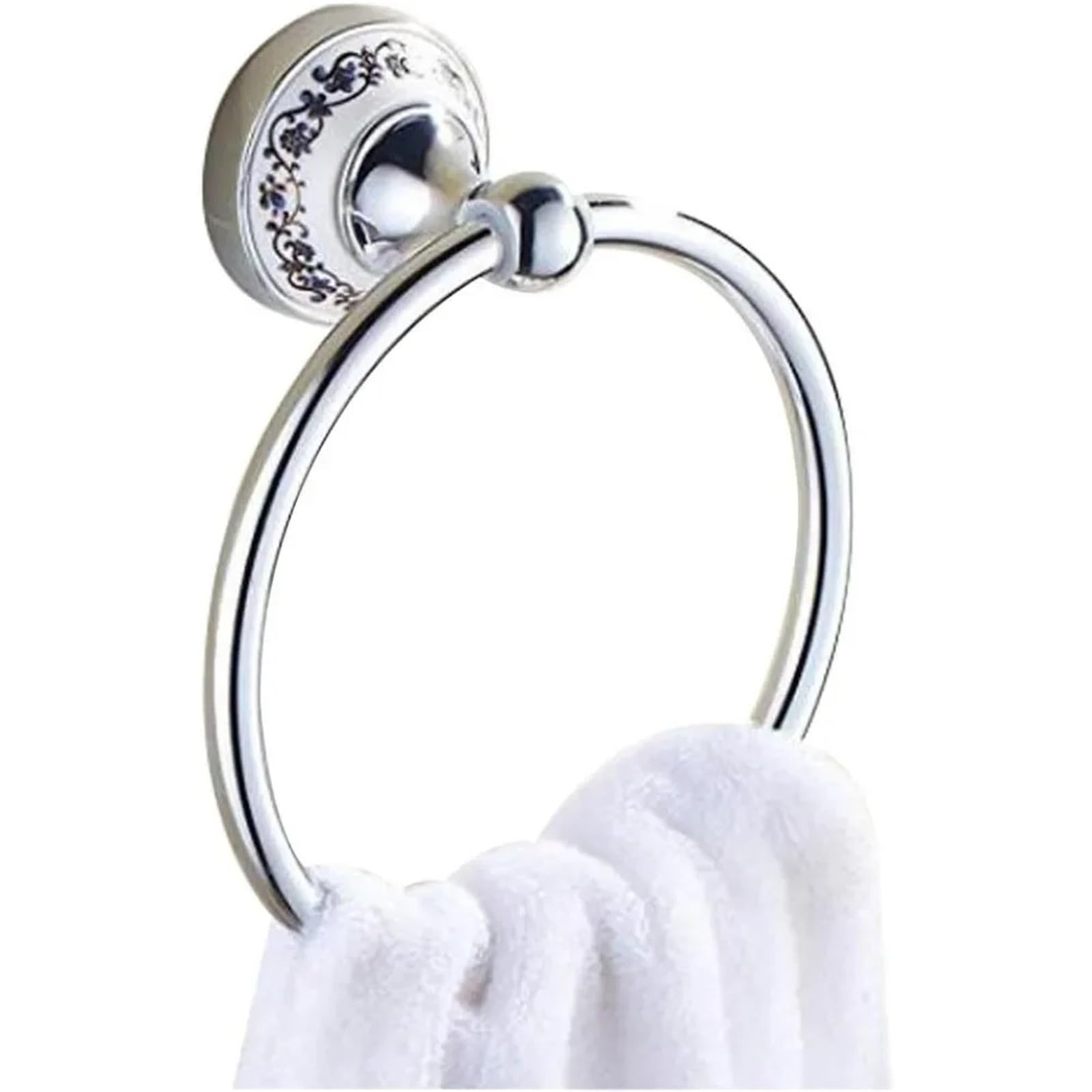 Anneau mural inox lot de 2 avec base sculptée polie pour salle de bain