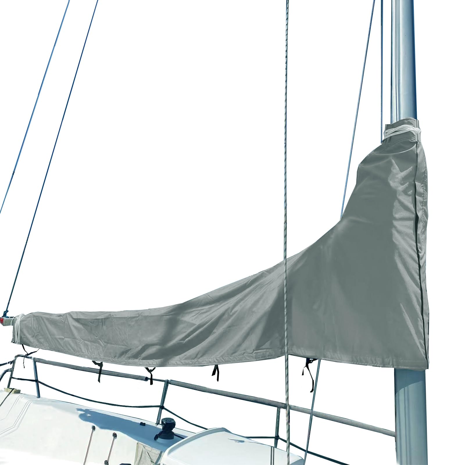 SavvyCraft Waterproof Mainsail Boom Cover, Heavy Duty 600D Sailboat Mainsail Cover UV Protection Weather-Resistant, Boom Length 13'-14' Gray