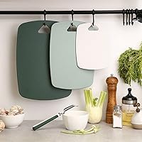 Vista 8 de Juego de 3 tablas de cortar para cocina, tablas de cortar de plástico, tablas gruesas para carne, verduras, frutas, con mango de fácil agarre, aptas