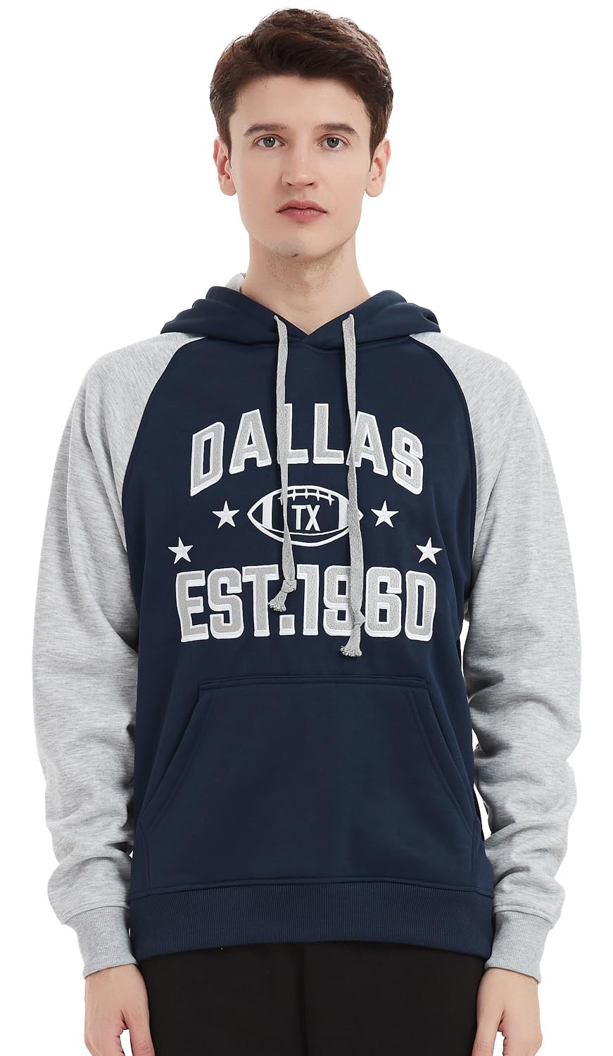 Felpa con Cappuccio da Uomo Dallas in Morbido Cotone Ricamato, dal Navy #3, XL