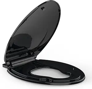 Elongated Toilet Seat with Built-in Toddler Seat for Easy Potty Training – Slow Close Feature,Easy Install and Clean, Perfect for Both Adults and Children,Black