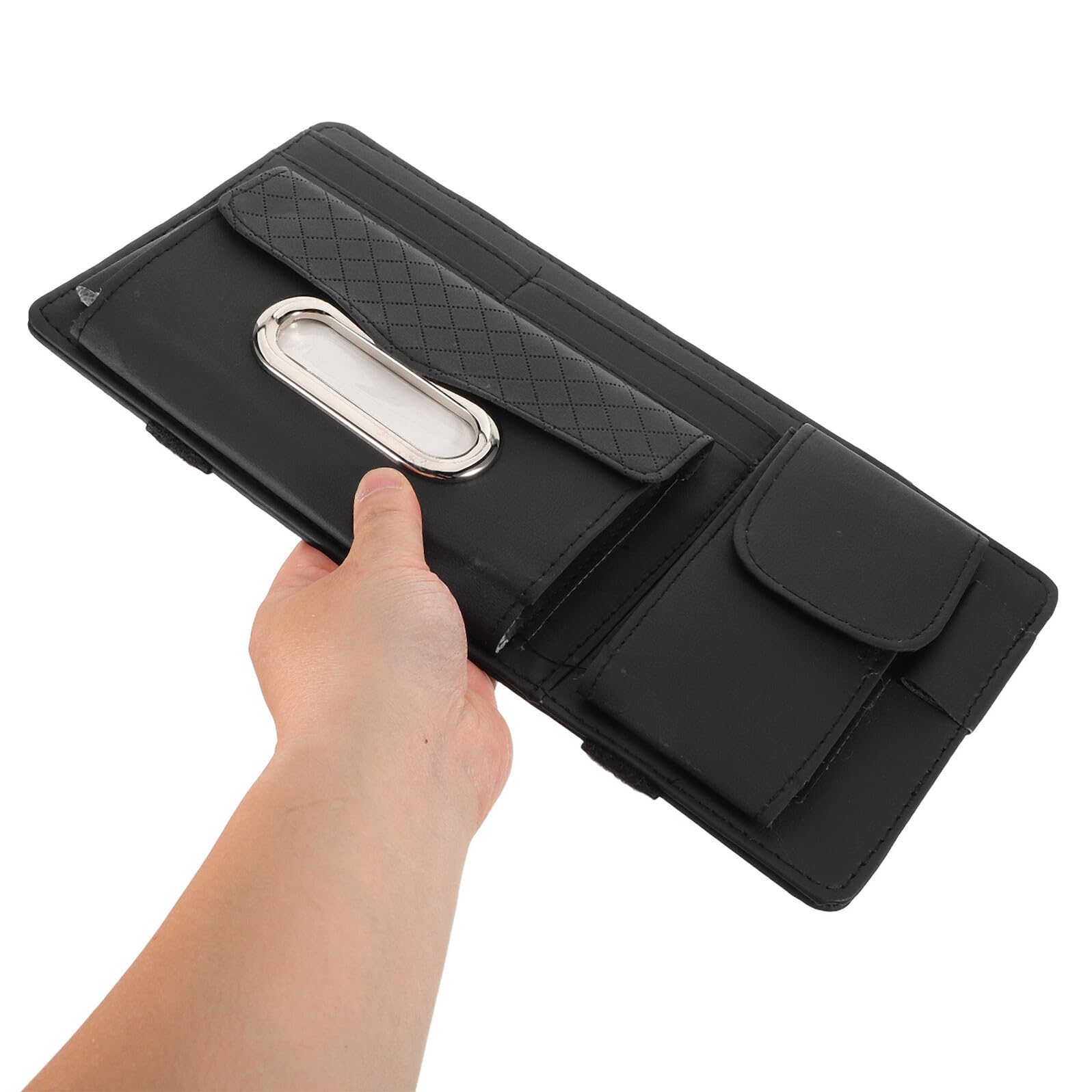 Zerodeko Organisateur de Pare-soleil de Voiture en Cuir Pu Noir 2pcs Porte-lunettes et Boîte à Mouchoirs pour Accessoires Intérieurs de Voiture et Rangement Sécurisé