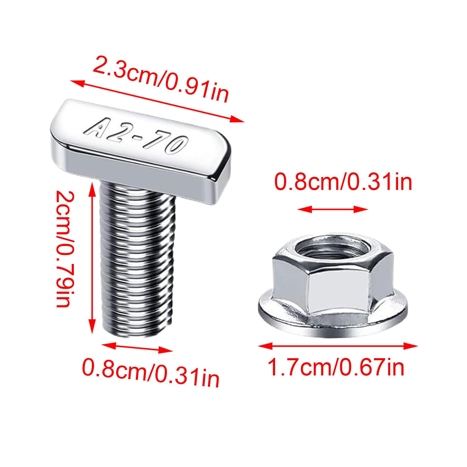 T-Slot Bolts Set, Hammer Head Screw, Sliding Track Hardware, Heavy-Duty Fastener Kit, Automotive Roof Rack Mounting System for Construction Workbench Installation 5.12x3.54x1.18 Inches