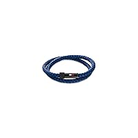 Tommy Hilfiger Jewelry Braccialetto da Uomo con Pelle Intrecciata Blu a Doppio Giro