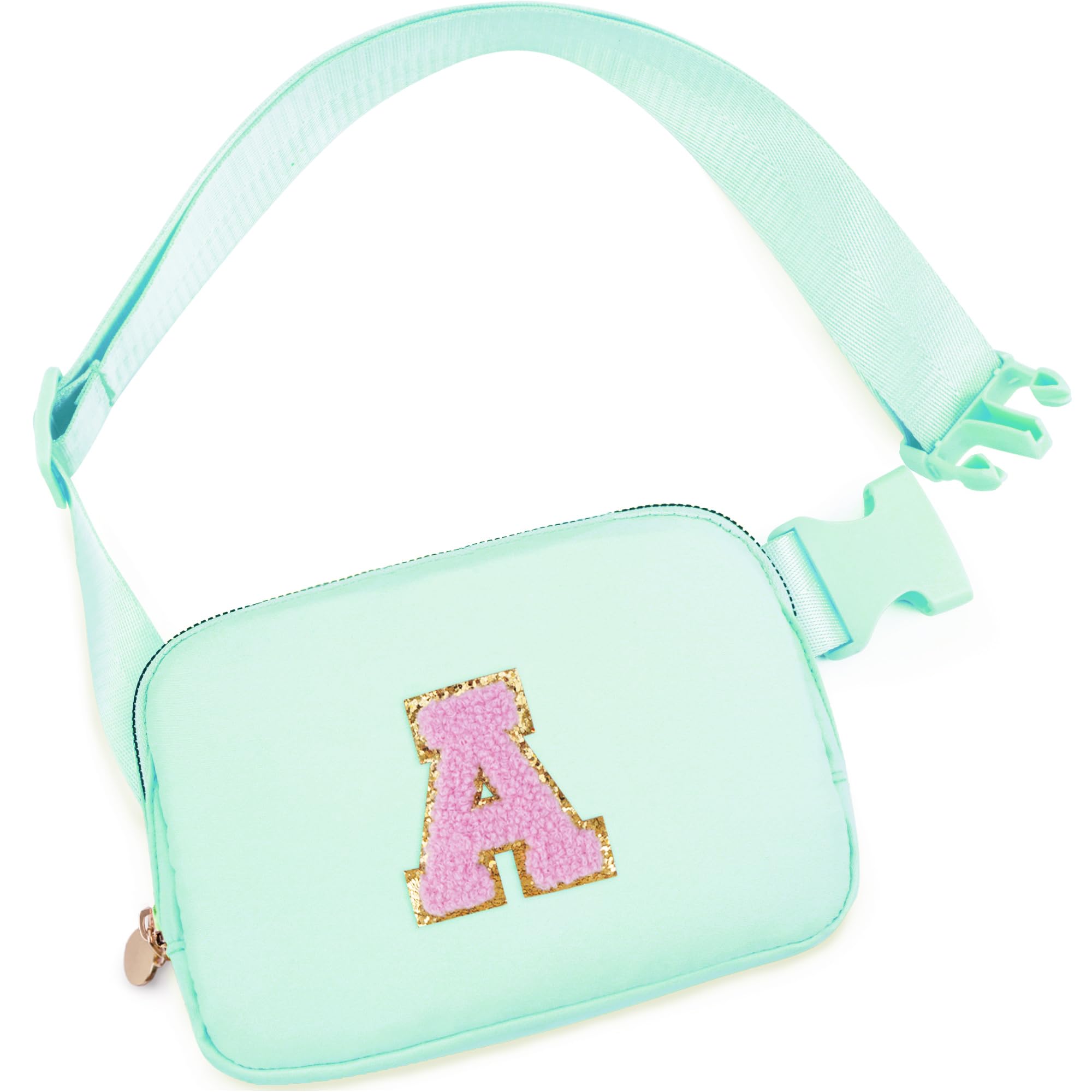 Uygafly Gifts for Girls Kids,Initial Fanny Pack Crossbody Purse Green,A