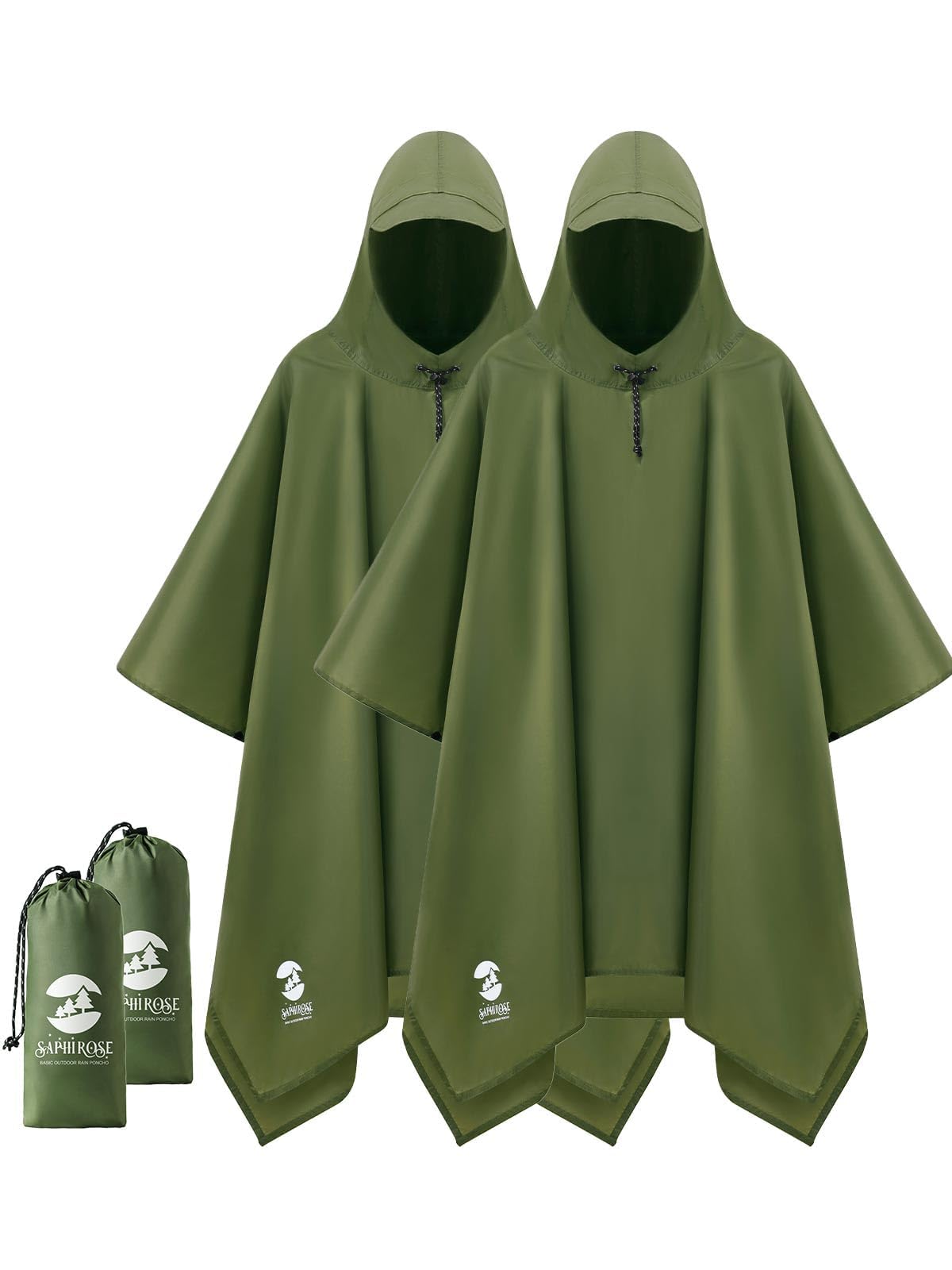 SaphiRose Hooded Rain Poncho Waterproof Raincoat Jacket for Men Women Adults