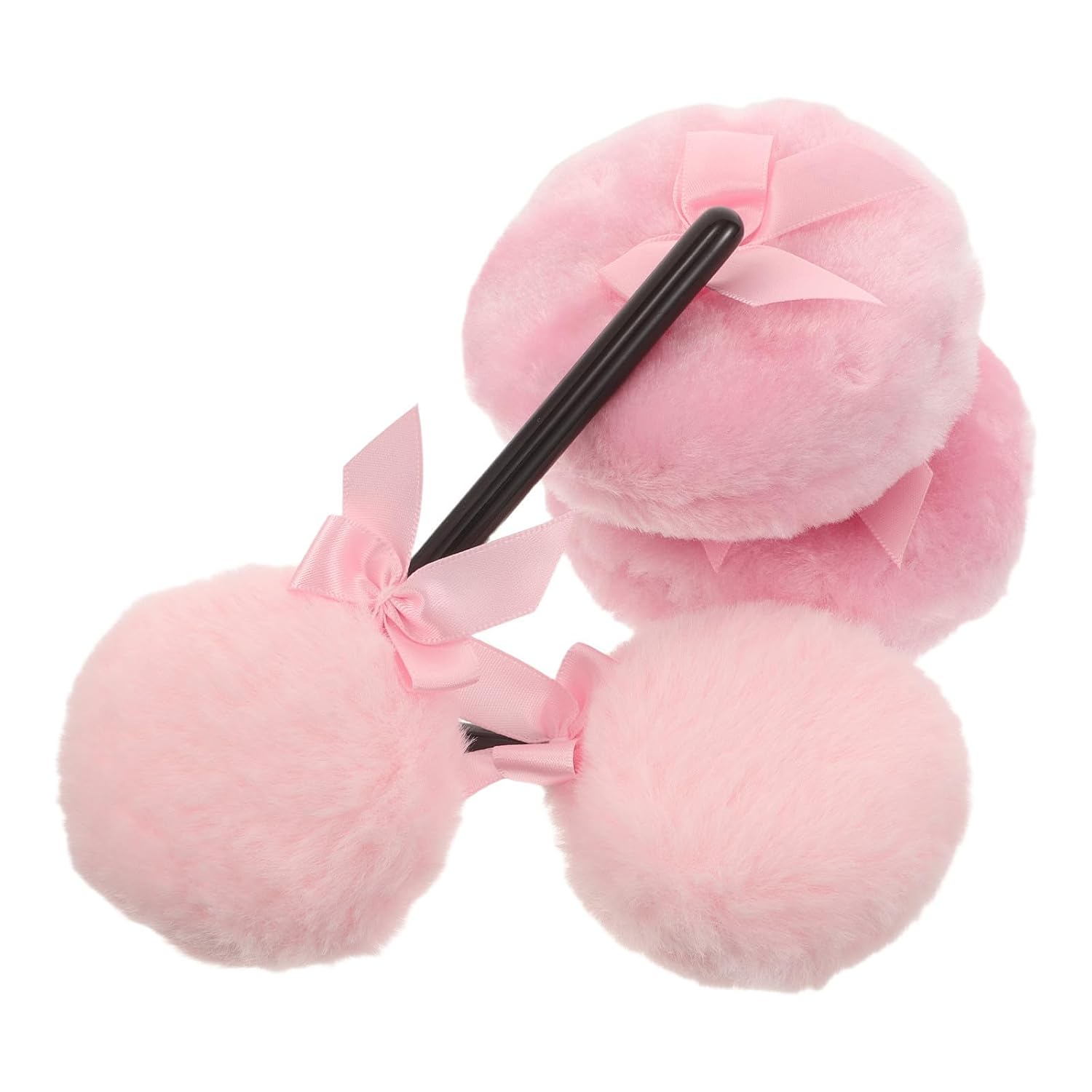 4pcs Pink Lollipop Shape Powder Puff with Handle for Daily Makeup