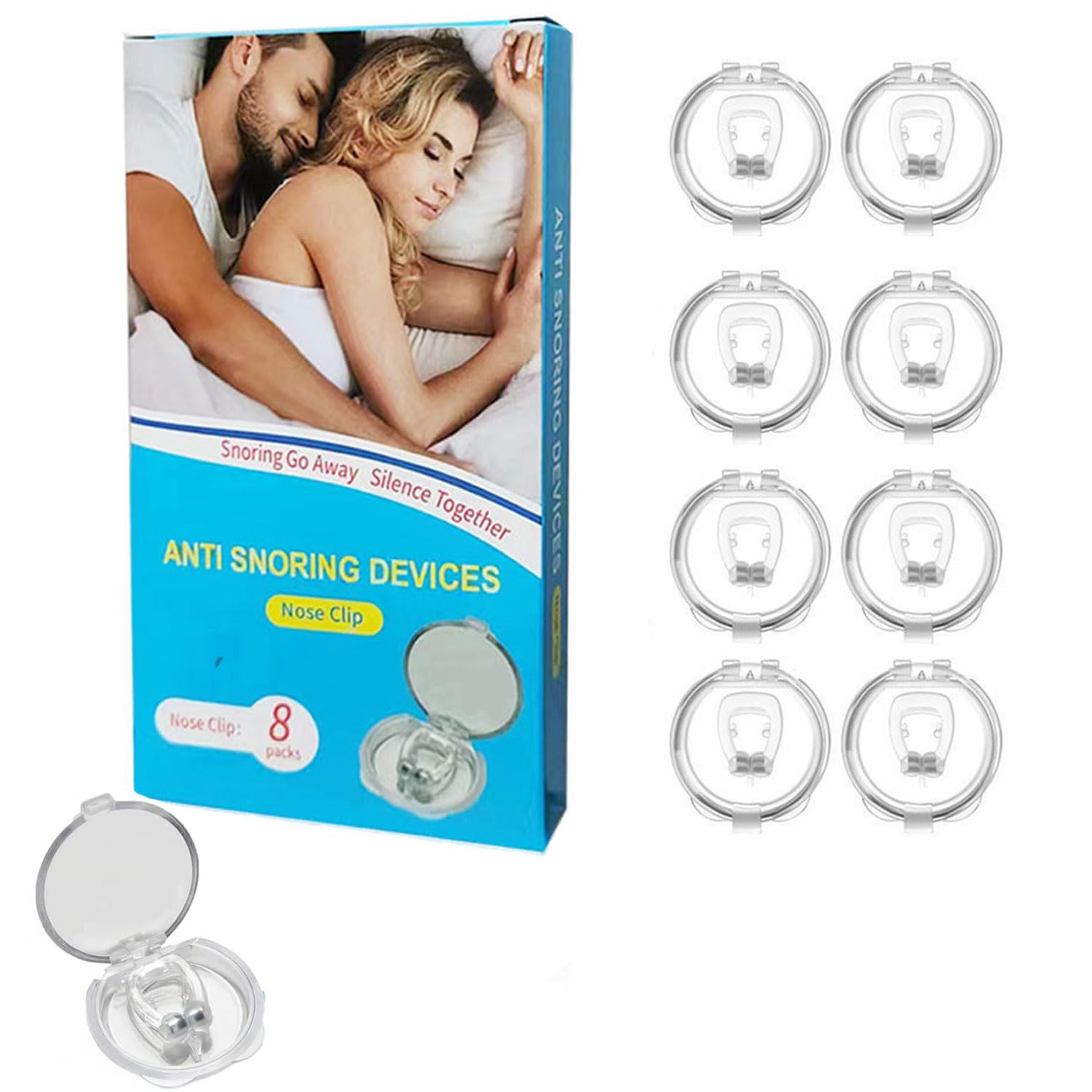 8 Packs Anti Snoring Devices,Silicone Magnetic Stop Snoring Solution for Comfortable and Quiet Sleep & Anti Snoring Nose Clip