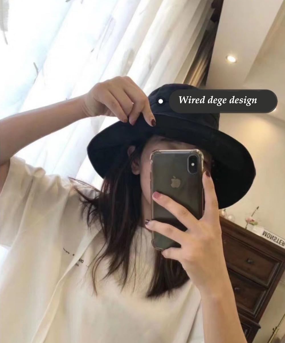 ITODA Wide Brim Bucket Sun Hat Women's Fishing Packable UPF 50+ UV Sun Protection Beach Cap Summer Wired Edge Gardening Cap - Image 4