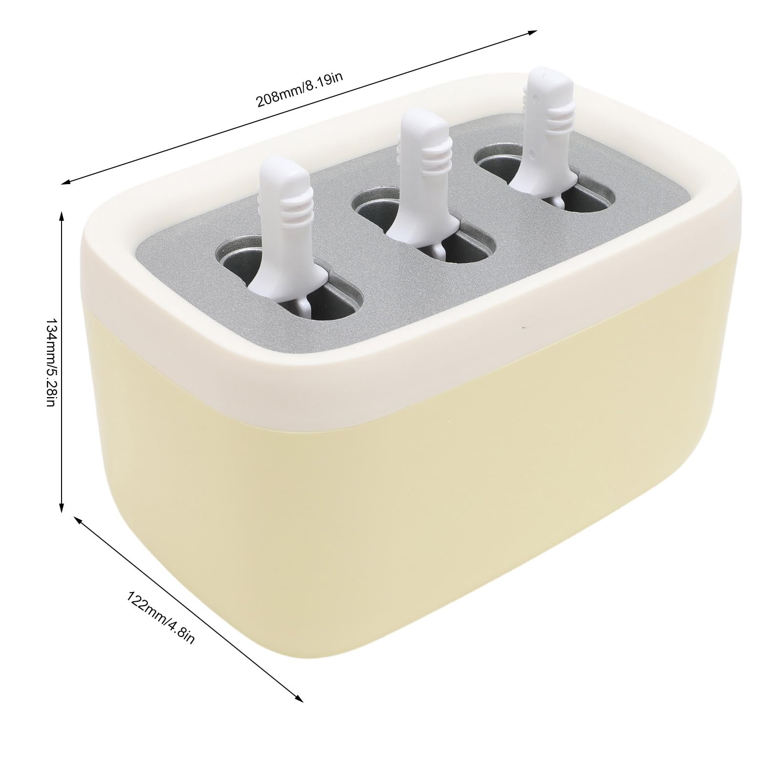 Generic Kostkarka do Lodu Łatwa w Użyciu Wielokrotnego Użytku DIY Urządzenie do Robienia Mrożonek na letnią zabawę 3-wnękowa Stop Aluminium 8,19 X 5,28 X 4,8 Cala (YELLOW)