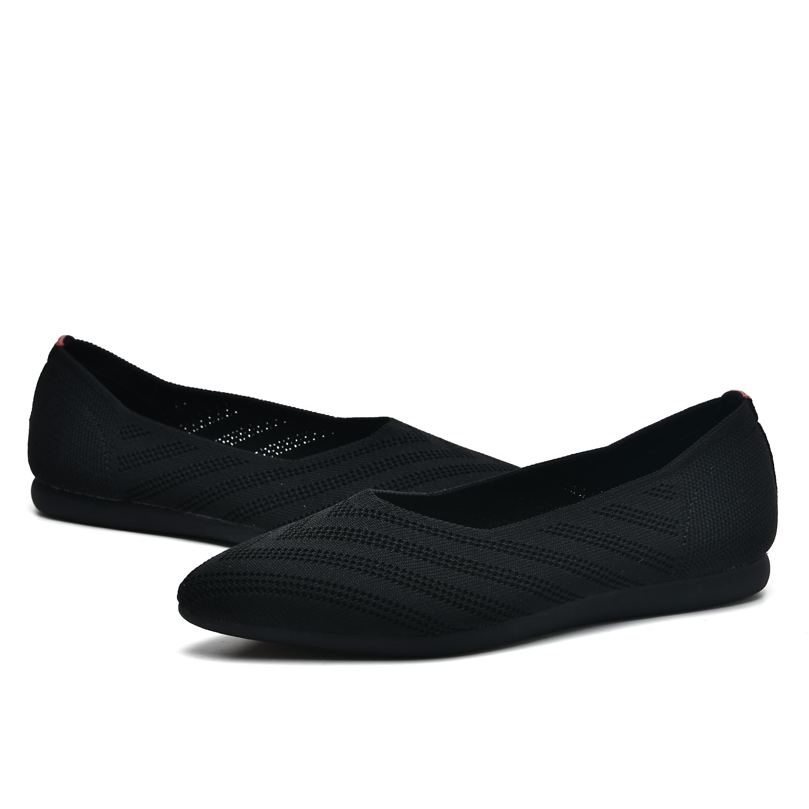 CALEBGAR Ballerinas Damen Bequeme Flache Schuhe, Slip on Strick Ballerina Frauen Spitze Zehenpartie, Super Weiche Flats für Kleider und Freizeit, Komfort Damenschuhe aus Maschenware