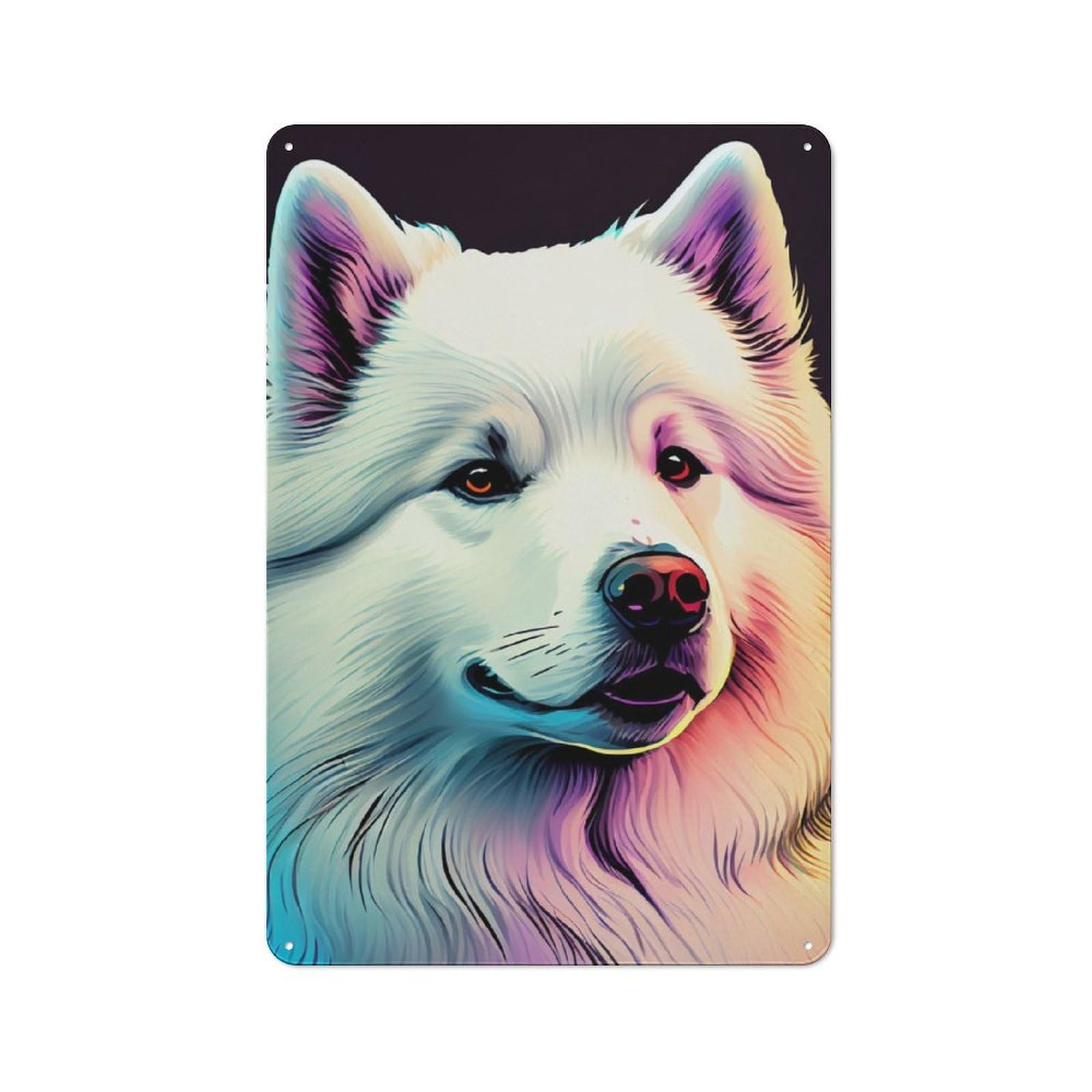 Junmoney Samoyed Dog Animal Metal Plaque 30X20cm With For Garage Wall, Retro Decor, For Themed Interiors In Garages And Workshops