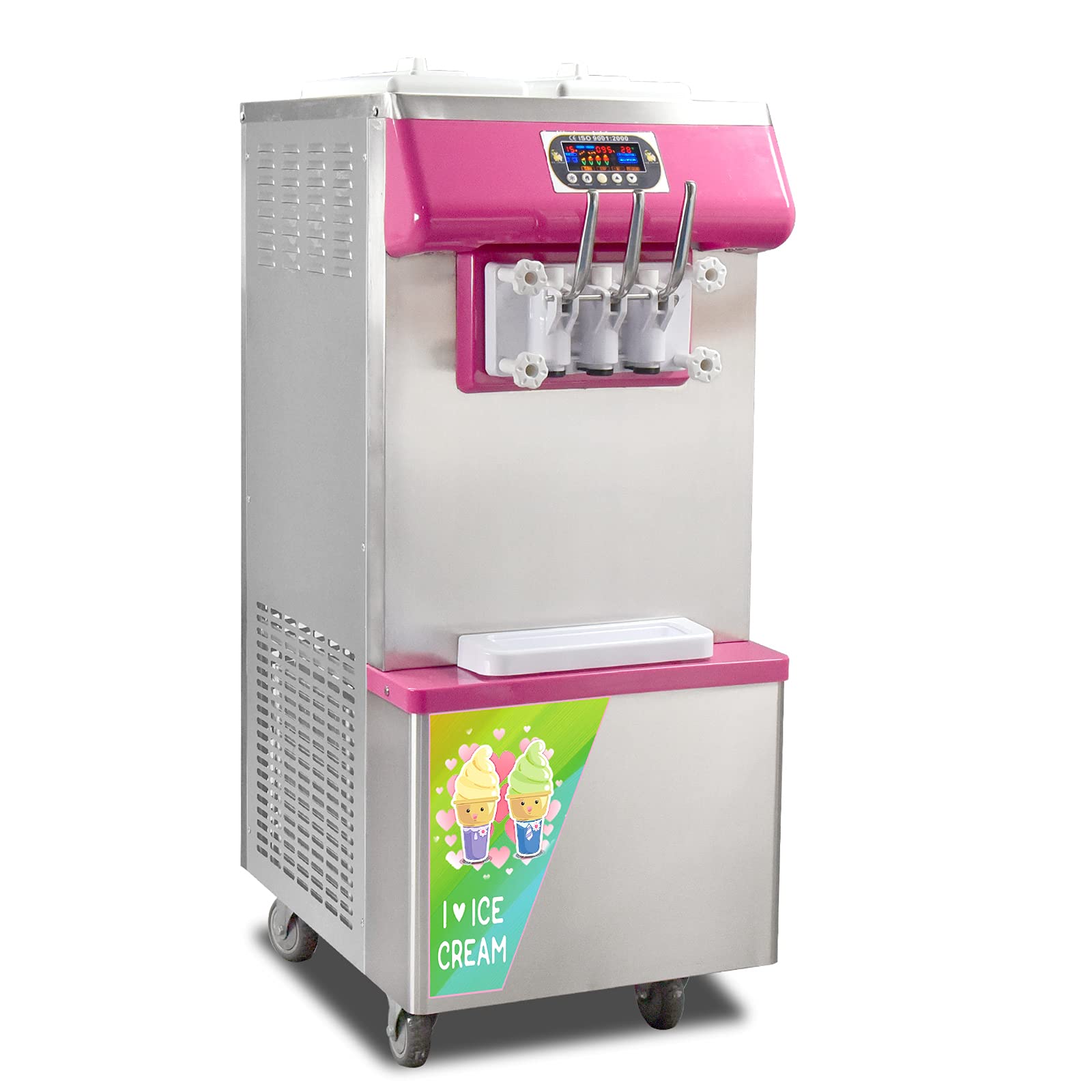 Generic Commercial ETL 3 Flavors Soft Ice Cream Machine Desktop 2 1 mixed Flavor Maker 18-25L H Gelato