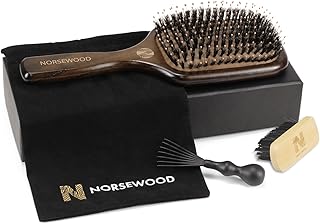 Boar Bristle Hair Brush Set, Soft Bristle Detangler for Long, Short, Thin, Curly, Straight, or Wavy,Hairbrush for Enhancing Shine,Great for Men, Women, and Kids