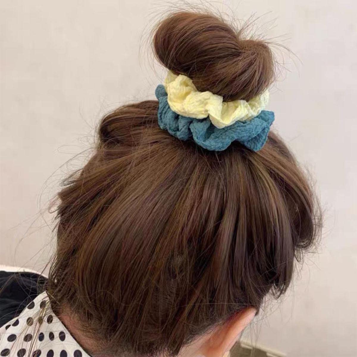 ACiyD Sólido elástico Scrunchie Hair Ties Bandas de Goma para Mujeres niñas Sport Gym Hair Scrunchies Holder Hair Accessories-Bean Paste Powder (Beige)