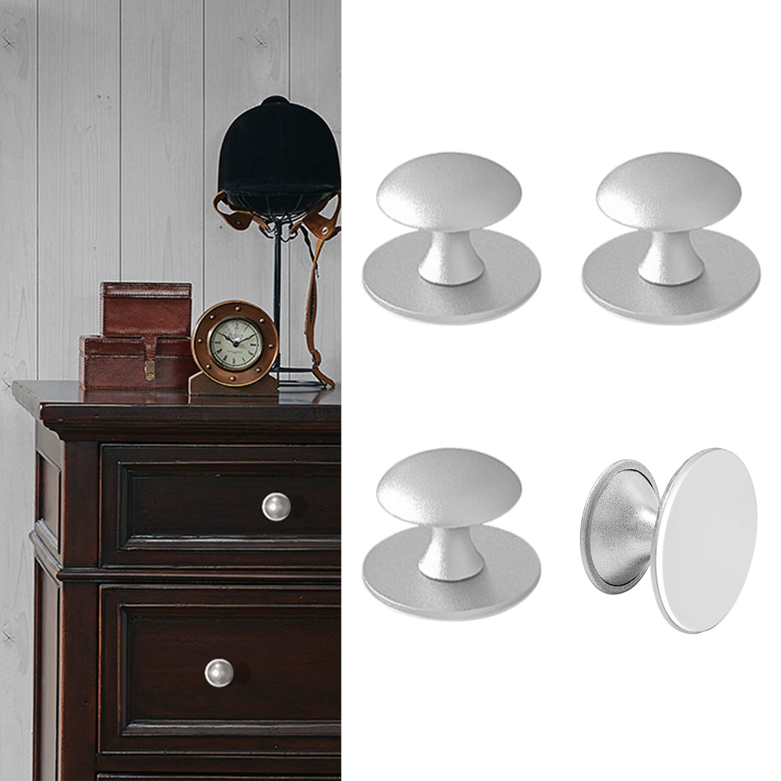 CcHhyyt 4 Unidades De Pomos Autoadhesivos Para Armario, Color Blanco, De Acero Inoxidable, Para Pegar En Cajones, Puertas De Ducha, Espejos, Puertas De Cristal, Pomos De Puerta Sin Taladrar