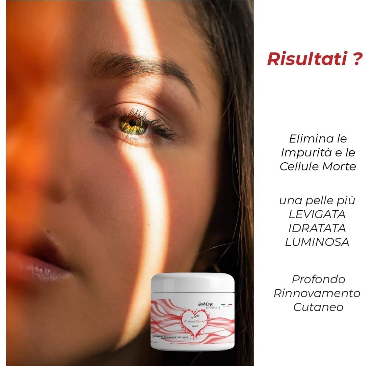 Scrub Corpo e Viso Donna Drenante - Esfoliante Piedi - Riduce Brufoli - Crema Corpo Profumata Fragola Idratante - Uomo e Donna - Body Scrub Naturale Pelle Secca - Made in Italy Vegano