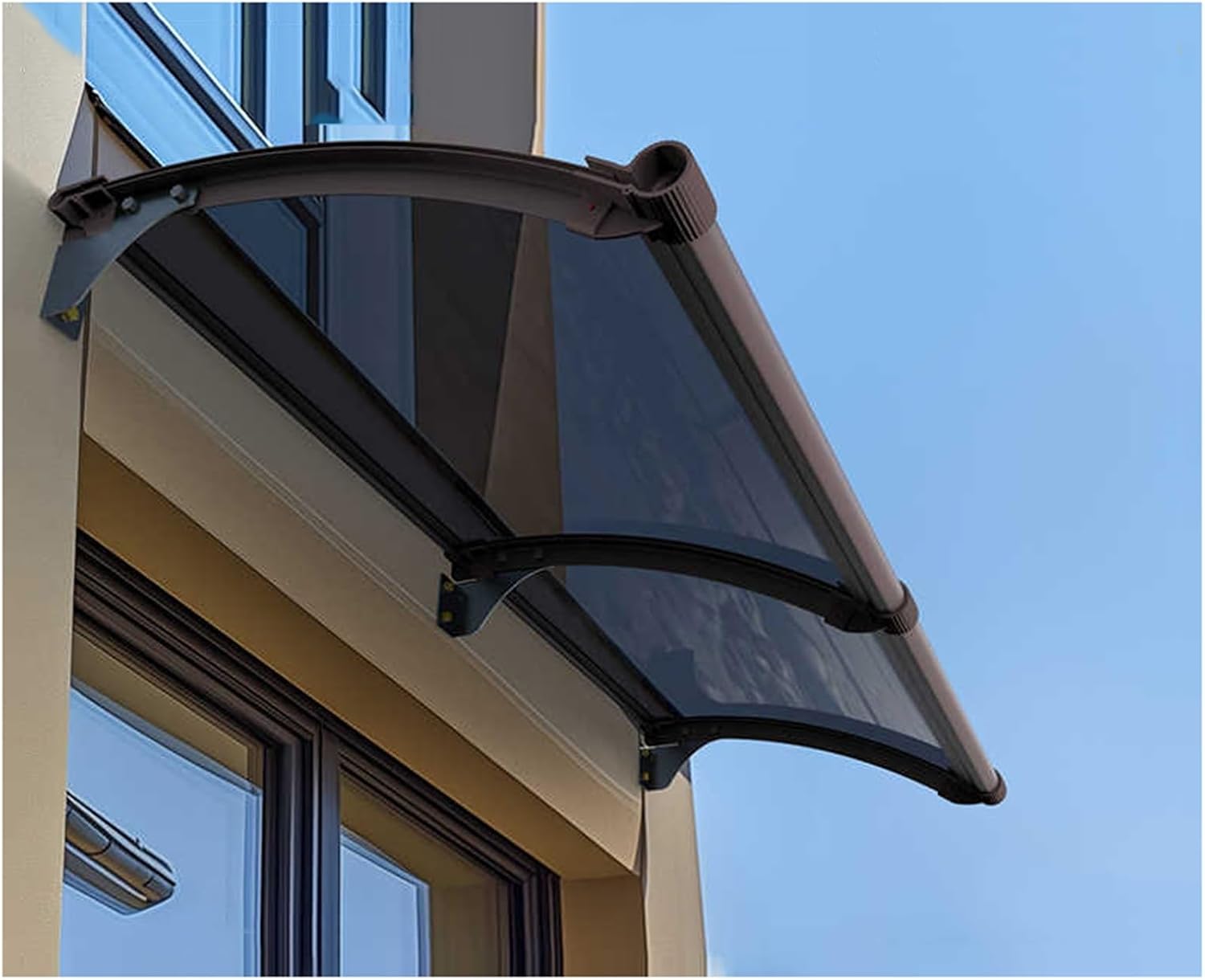 Door and Window Awning，Awning for Door Entrance，Polycarbonate Front Door Canopy，Patio Awnings Exterior，Awning for Door Entrance w/Large Gutter，Rain and Snow Protection(140x380cm/55x150in)