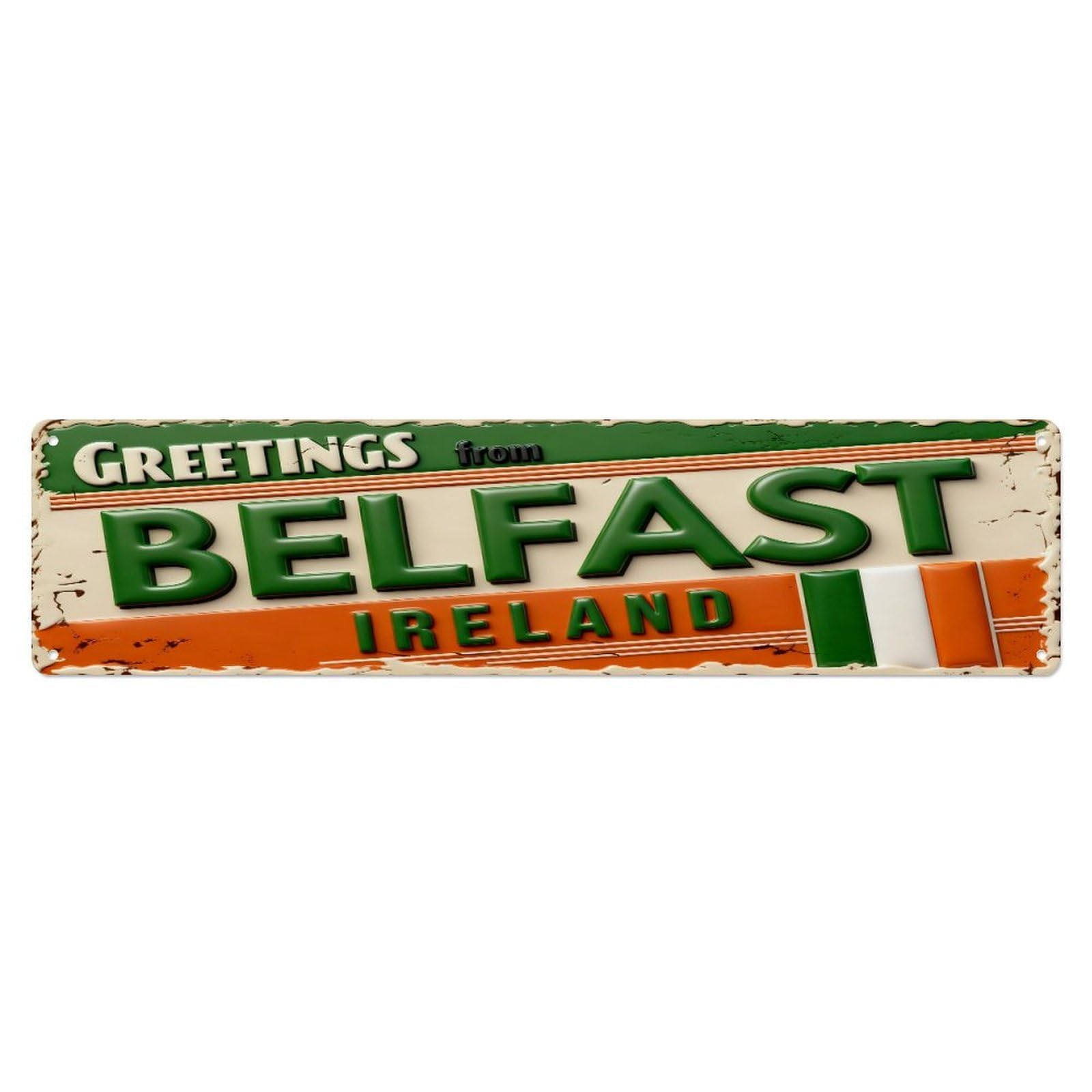 Greetings From Belfast Ireland Flag Metal Tin Sign Plaque