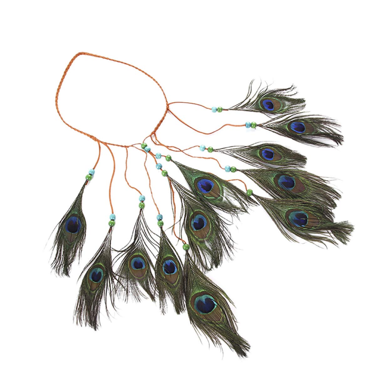 FRCOLOR Indian Tassel Peacock Feather Bohomia Headband for Party