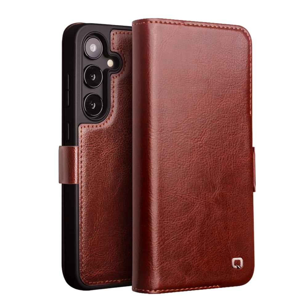 COVOGalaxy S24 Plus Case Wallet Compatible with Samsung Galaxy S24 Plus/Galaxy S24+ Premium Leather Case with Magnetic Lock Kickstand and Card Slots - Brown