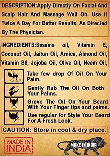 Image of Natural Beard Hair Growth Oil For Men, Nourishes & Strengthens Uneven Patchy Beard (30 ml) Pack Of 1