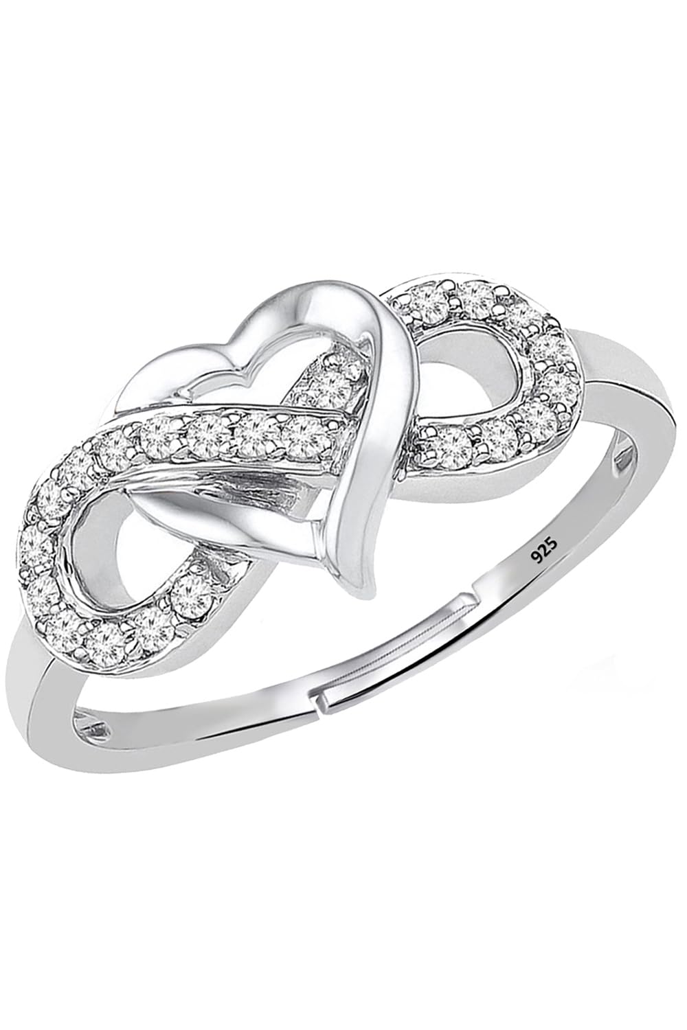 THE MARKETVILLA Pure 925 Sterling Silver Rings for Women, Infinity Ring for Women - Ring for Girlfriend, Adjustable Rings for Women Stylish, Heart Shape Ring for Girls (B07VT73VNS) Amazon Price History, Amazon Price Tracker